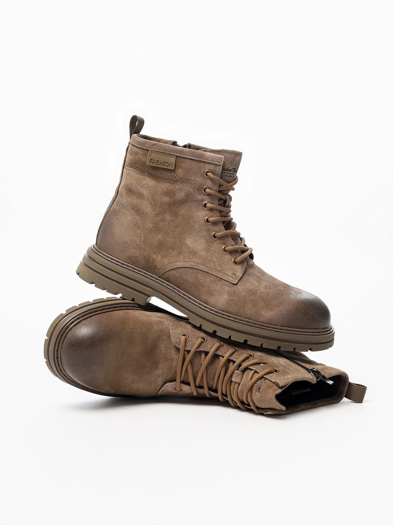 Ботинки цвета хаки на рельефной подошве